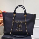 Cheap Chanel Deauville Grained Calfskin Large Shopping Bag A57067 Black/Gold 2019 Collection CE01962