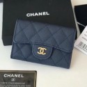 Cheap Chanel Grained Leather Classic Card Holder AP0214 Navy Blue 2019 Collection CE00671