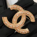 Cheap Imitation Chanel Quilted CC Pearls Brooch Gold/Pink 2019 Collection CE03616