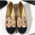 Copy Best Chanel Stitching CC Logo Espadrilles Gold CE04026
