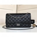 Copy Chanel 2.55 Reissue Size 227 Bag in wrinkled calfskin black with silver hardware CE02813