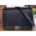 Copy Chanel Caviar Leather Boy Flap Large Bag Black/Silver CE02474