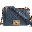 Copy Chanel Caviar Leather Boy Flap Small Bag Navy Blue/Gold CE00749