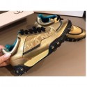 Copy Chanel Logo Metallic Lambskin and Fabric Sneakers G34086 Gold/Black 2019 CE03435