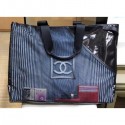 Copy Chanel Mesh and PVC Shopping Tote Large Bag Black 2019 CE04386
