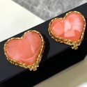 Copy Chanel Resin Heart Stud Clip-on Earrings Orange 2019 Collection CE01033