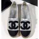 Copy Chanel Stitching CC Logo Espadrilles Black/Mesh Silver CE02719