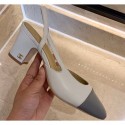 Copy Top Chanel Heel 6.5cm Slingbacks G31318 White/Gray 2020 CE03947
