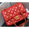 Designer Chanel Original Quality Mini Classic Flap Bag 1115 in Sheepskin Red with Gold Hardware CE03656