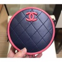 Designer Imitation Chanel Lambskin Round Clutch With Chain Bag AP0060 Navy Blue 2019 CE01862
