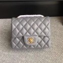 Fake Chanel Classic Flap Mini Bag A1115 in Lambskin Leather Grey with Golden Hardware CE04099