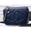 Fake Chanel Lambskin CC Logo Flap Bag AS0321 Navy Blue 2019 CE02326