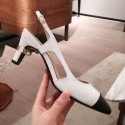 Fake Chanel Lambskin Pearl Heel Slingbacks Pumps G34597 White 2020 Collection CE04305