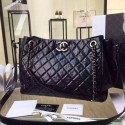 Fake Chanel Quilted Waxed Leather Shopping Bag Black 2019 Collection CE02578