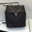 Fake Chanel Quilting sheepskin Backpack Bag A91122 black with silver hardware CE02272