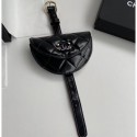 Fake Chanel Shiny Crumpled Lambskin Flap Coin Purse Wristlet Bag AP1346 Black 2020 CE03037