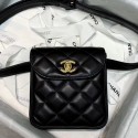 Fake Chanel Vintage Quilted Lambskin Waist Bag A88861 Black 2020 Collection CE03845