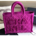 Fake Chanel Wool Tweed Medium Zipped Shopping Bag AS0976 Purple 2019 Collection CE02394