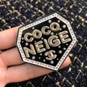 Fake Copy Chanel Coco Neige Brooch A53227 Gold/Black/White/Crystal 2018 CE01515