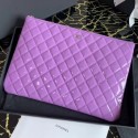 Fake Hot Chanel Quilted Patent Leather Large Pouch Purple 2020 Collection CE03963