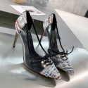 Fake Imitation Chanel Tweed Transparent Lace-up High-Heel Pumps Multicolor 2019 Collection CE02986