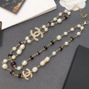Fake Luxury Chanel Crystal Pearl Long Necklace 05 2019 Collection CE02180