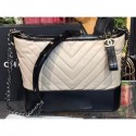 Fashion Chanel Chevron Gabrielle Medium Hobo Bag A93824 Beige/Black 2018 CE01232