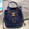 Fashion Chanel Quilted Grained Calfskin Small Drawing Bucket Bag AS0894 Blue 2019 Collection CE02217