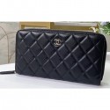 Fashion Copy Chanel Classic Long Zipped Wallet 31507 Lambskin Black/Silver CE04176