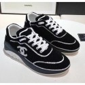 Fashion Imitation Chanel Terry-cloth & Goatskin Classic Sneaker Black/White 02 2020 Collection CE02569