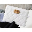 Fashion Replica Chanel Caviar Leather Boy Card Holder A84431 White CE01969