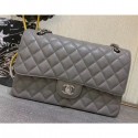 High Quality Chanel caviar leather 1112 Classic Medium flap bag gray with Silver Hardware CE01490