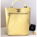 High Quality Imitation Chanel Calfskin Front Zip Large Bucket Bag AS0578 Yellow 2019 CE00683