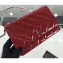 Hot Chanel Wallet On Chain WOC Bag in Patent Leather Red/Silver CE01028