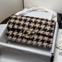 Hot Fake Chanel Houndstooth Tweed Medium Flap Bag Beige/Black 2019 Collection CE00822
