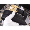 Hot Replica Chanel Width 3cm Leather Belt Black with Golden CC Logo CE04203
