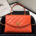 Imitation AAA Chanel Quilted Lambskin Flap Bag with Top Handle AS1175 Red 2019 Collection CE04385