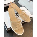Imitation Best Chanel PVC Heel Mule Sandals Beige 2019 CE02874