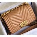 Imitation Chanel Caviar Leather Chevron Boy Flap Small Bag Caramel/Gold CE03791