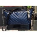 Imitation Chanel Chevron Gabrielle Medium Hobo Bag A93824 Dark Blue/Black 2018 CE04274