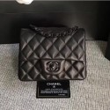 Imitation Chanel Classic Flap Mini Bag A1115 in Lambskin Leather Black with Black Hardware CE04190