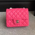 Imitation Chanel Classic Flap Mini Bag A1115 in Lambskin Leather Hot Pink with Silver Hardware CE00892