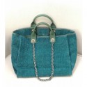 Imitation Chanel Deauville Velvet Large Shopping Bag A66942 Blue 2019 Collection CE03347