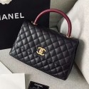 Imitation Chanel Grained Calfskin Medium Coco Flap Bag With Lizard Leather Top Handle Black (Top Quality)) Collection CE02699