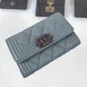 Imitation Chanel Grained Leather Small Flap Boy Wallet A80603 Light Green 2019 Collection CE03910