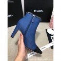 Imitation Chanel Heel Chain Ankle Boots Denim Blue 2020 CE02468