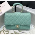 Imitation Chanel Lambskin Wallet on Chain With Round Handle AP1177 Light Green 2020 Collection CE02487