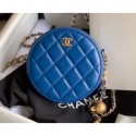 Imitation Chanel Pearl on Chain Round Clutch with Chain Bag Blue 2020 CE00773
