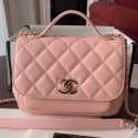 Imitation Chanel Quilted Grained Calfskin Mini Messenger Flap Top Handle Bag A93067 Pink 2019 Collection CE00740