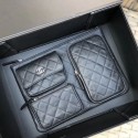 Imitation Chanel Quilted Grained Calfskin Pouch/Clutch AP1054 Black 2020 Collection CE03942